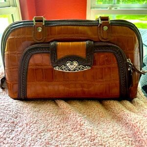 M.C. MARC CHANTEL Handbag Purse Brown Crocodile